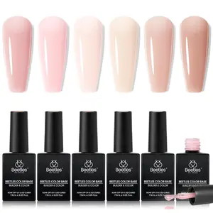 Beetles Base Color Gel Nail Polish, 6 Colors Nude Gel Polish Pink Nail Polish Peach Pink Nail Polish Neutral Sheer French Tip Base Colors Soak Off Nail Art Manicure DIY at Home Gift for Women #Summervibes