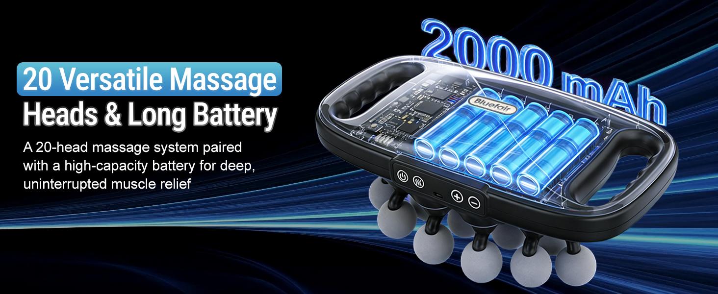 20-Head Percussion Massage Gun – Portable Deep Tissue Muscle Massager for Pain Relief, Fitness Recovery, Home Gym & Office Use
