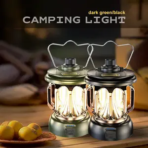 Vintage-Style Camping Lanterns - Portable Atmospheric Light with Metal Hanging Hook,USB Rechargeable, USB Output Function -Ideal for Camping, Emergency Use