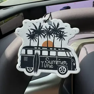 Summer RV Travel Beach Hilton Hotel Scented Car Air Freshener, Long-Lasting Aromatherapy Paper Pendant, Stress Relief Accessory, Hanging Car Diffuser, Car Interior Diffusers