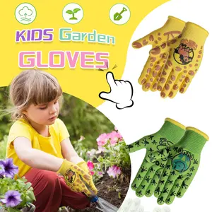 3 Pairs Kids Garden Gloves Set, Horse & Frog Design, Perfect for Children Gardening Activities, Fun Playwear