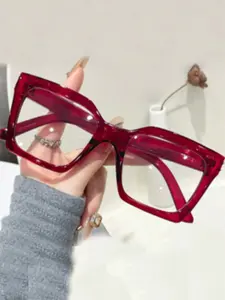 Square Large Frame Blue Light Blocking Glasses for Women, Simple Versatile Plain Face Glasses, Full Rim PC Acetate Frame, Unisex Casual Decorative Eyewear, Square Frame Eyeglasses, Stylish Square Frames