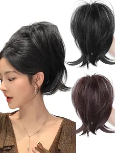 10-inch Short Ponytail Clamp-on Hair Extension for Women Clip-in Short Ponytail Fluffy, Natural-looking and Synthetic Hairpiece for Daily Use, Synthetic Fibers