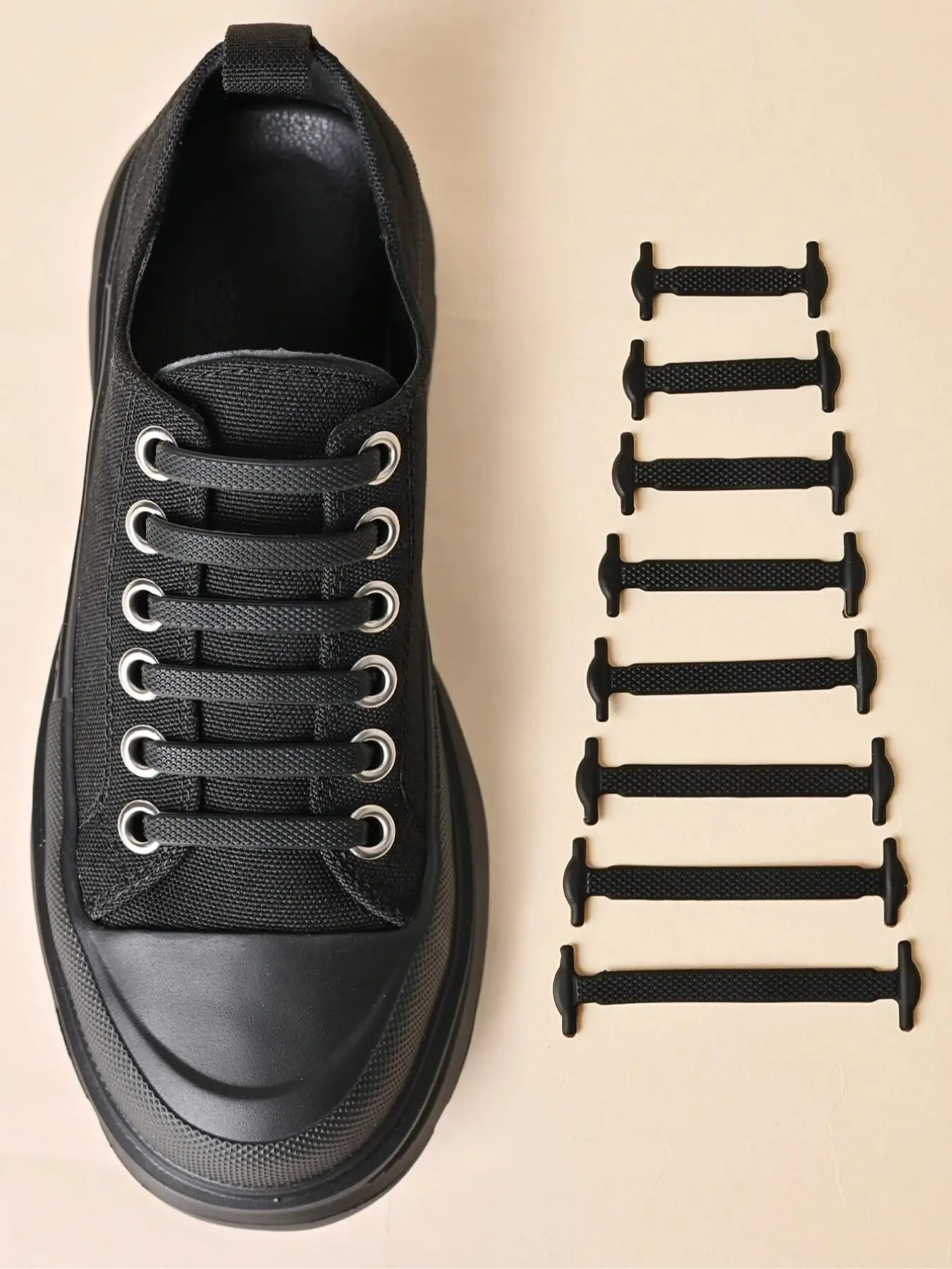 Silicone No Tie Shoe Laces, Casual Minimalist Shoes Shoelaces, Stretch Shoelaces for Sneakers, Sports Shoes, Combat Boots