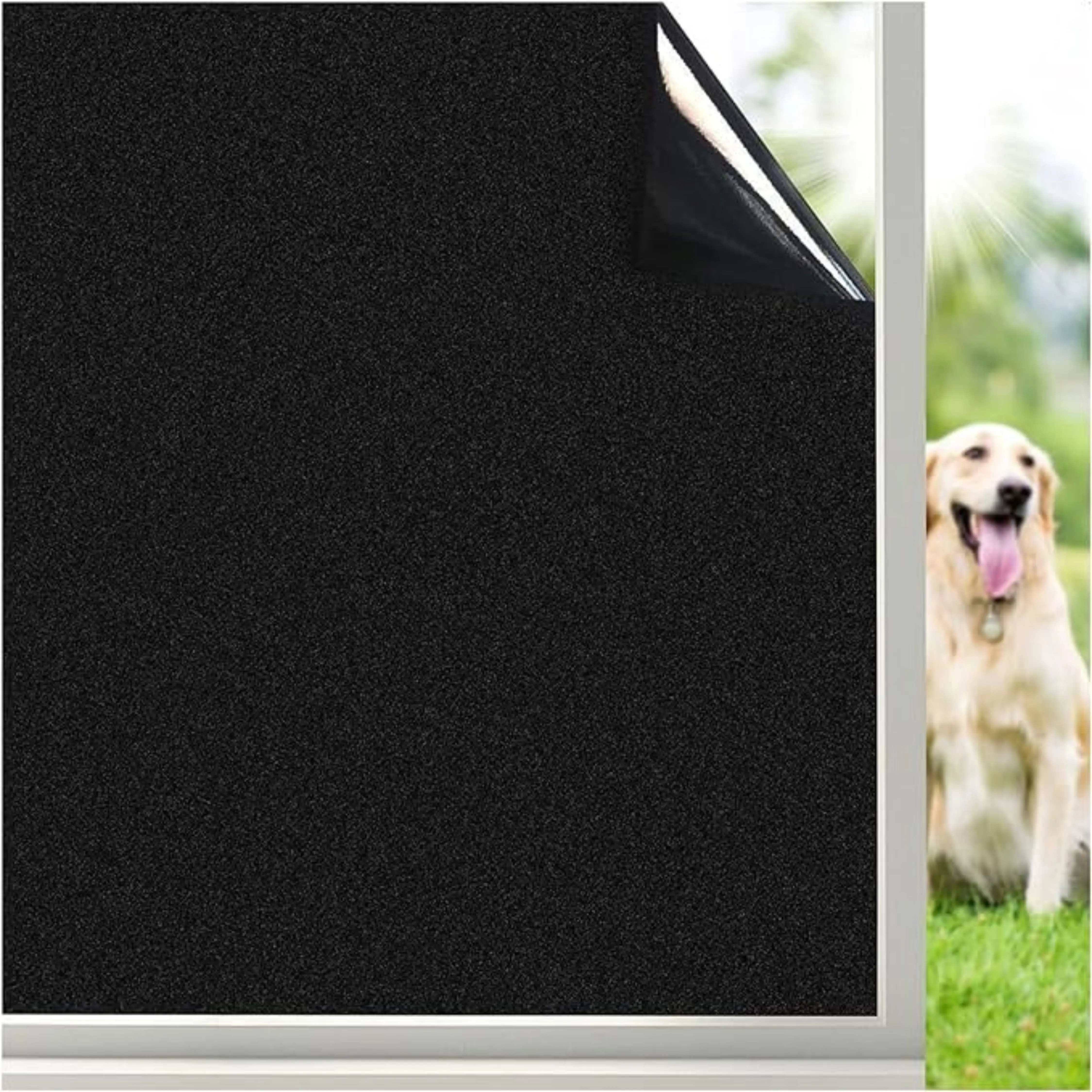 Blackout Window Film Static Cling - UV Blocking Privacy Film for Room Darkening, Heat Control, and Removable Window Coverings