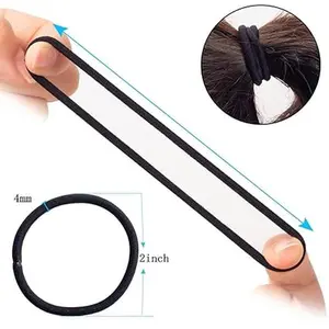 100PCS Black Hair Ties for Women & Girls – Strong Stretchy Elastic Ponytail Holders for Thick Hair, No Damage Hair Bands