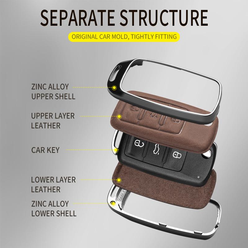 For Volkswagen Key Fob Cover Leather Car Jetta Golf Polo MK6 Passat Tiguan Beetle Key Case Automotive as a holiday gift