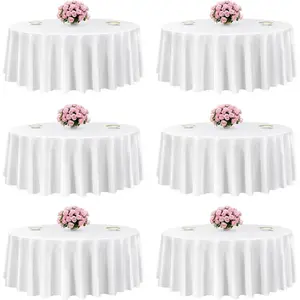 VEVOR White Round Tablecloths 6 Pack, 132 Inches in Diameter, Stain - Wrinkle - Resistant, Machine Washable Table Clothes, Polyester Fabric Table Covers for Wedding, Party, Banquet, Formal EventsVEVOR Super Brand Day