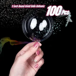 100 Pcs Small Clear Balloons, Mini 5 Inch Round Bobo Balloons, Latex-Free Crystal Transparent Bubble Balloons for Parties, Balloon Garland, Birthday, Decoration