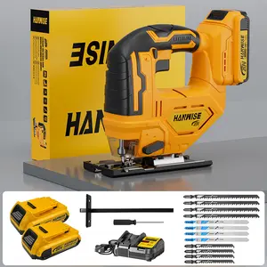 HANWISE wireless hinge saw, 3-speed track, 45 ° oblique cut, LED work light and safety button, tool free blade replacement, suitable for wood metal cutting for curved/straight/oblique/circular cutting, ergonomically designed