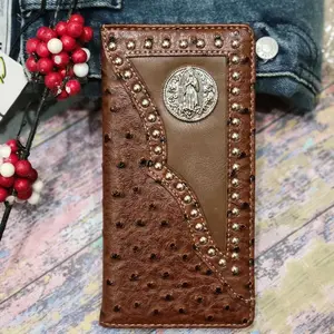 Virgen de Guadalupe Western wallet Cowboy wallet Religious wallet embossed look faux leather bifold wallet