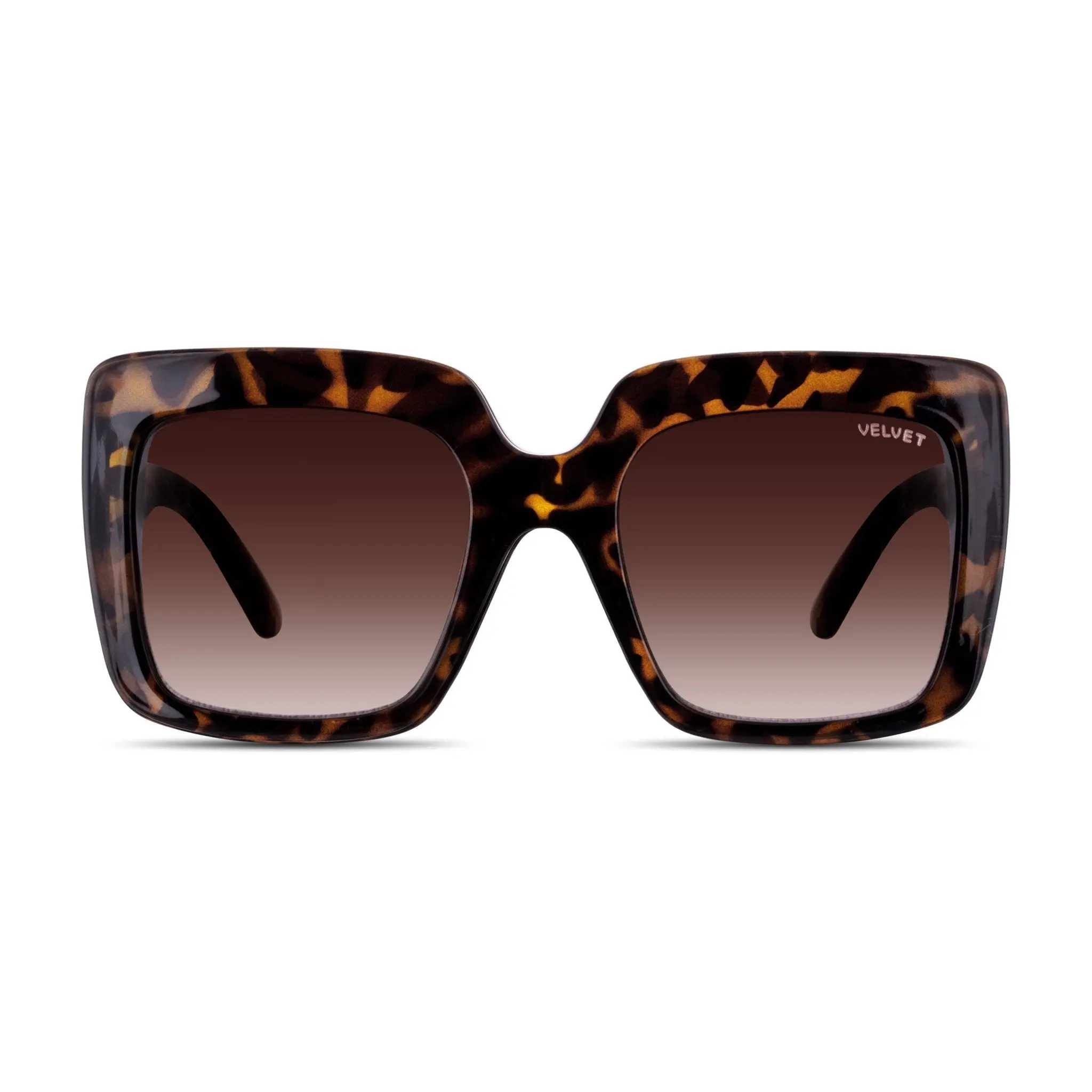Velvet Eyewear Gina Tortoise Sunglasses - V742DT01 Frame, Brown Fade Polycarbonate Lenses, Lightweight & Durable, 100% UV Protection, Fashionable Square Frames for Women