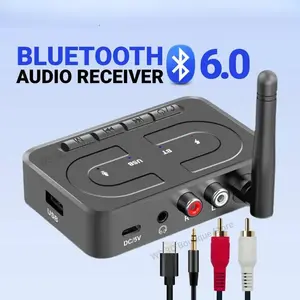 Bluetooth 6.0 Audio Receiver 3.5mm AUX RCA With Mic HIFI Stereo Wireless Adapter Support U-Disk For Car Speaker Amp