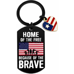 American Flag Keychain Pendant Us Flag Key Chains for Patriotic Home of The Free Because of The Brave Keychains Gifts Stainless Steel Flag Purse Wallet Keys Backpacks Luggage Ornament