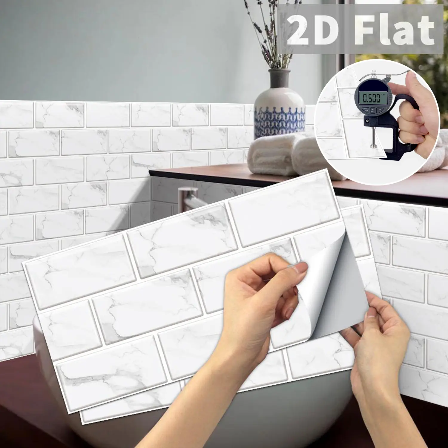 1 Set Tile Pattern Wall Sticker, Waterproof Peel & Stick Wall Decal, Decorative Self Adhesive Tile Sticker for Bathroom Kitchen, Home Decor, Sticker Tiles, Pvc Waterproof Stickers