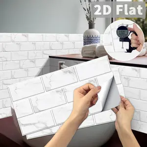 1 Set Tile Pattern Wall Sticker, Waterproof Peel & Stick Wall Decal, Decorative Self Adhesive Tile Sticker for Bathroom Kitchen, Home Decor, Sticker Tiles