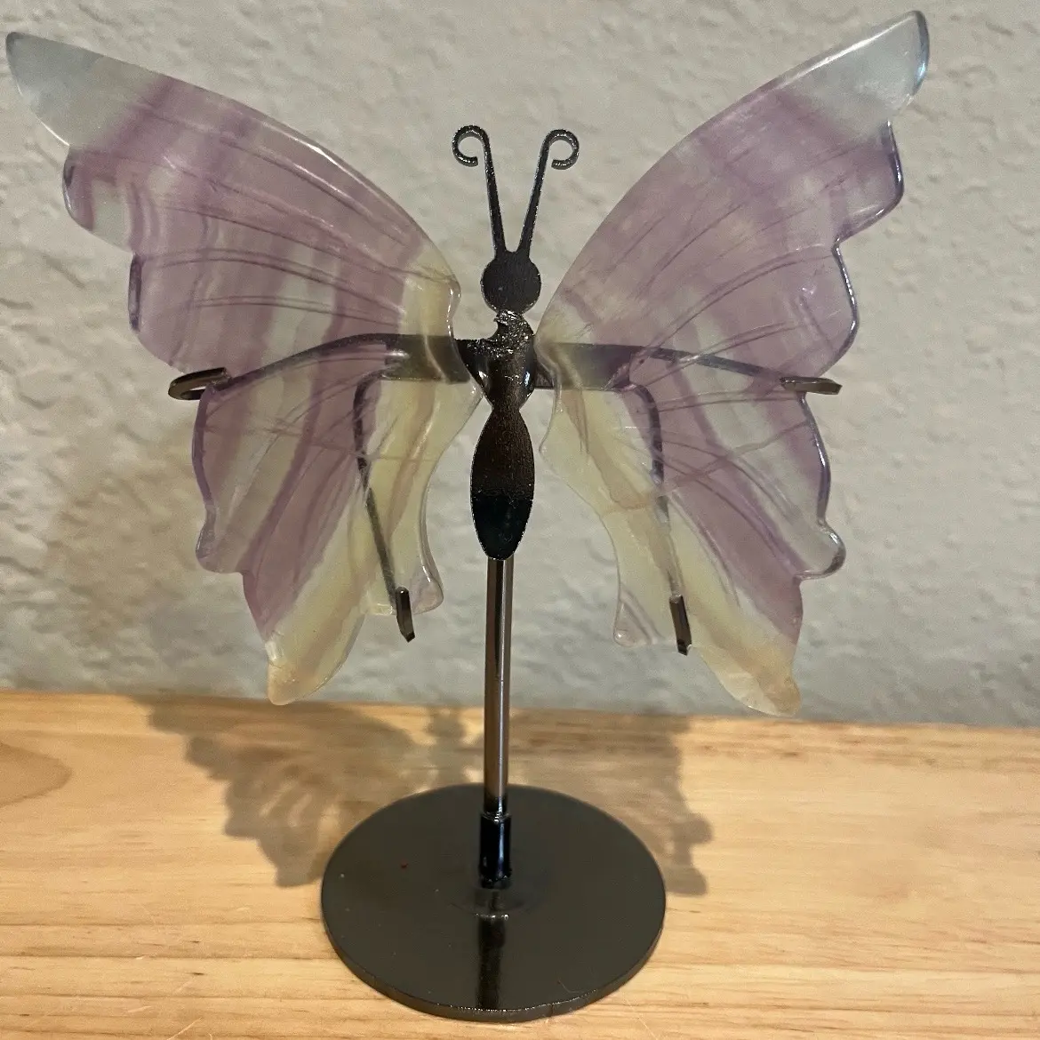 Handcrafted Amethyst Butterfly Carving Statue with Stand