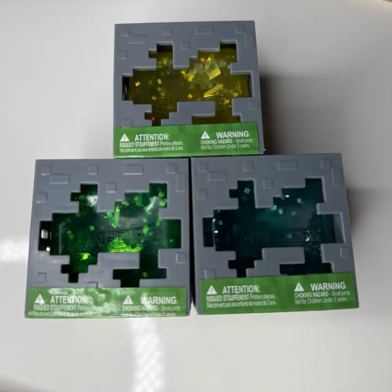 Minecraft Slime Cube Squishy | Glitter Jelly Stress Relief Squeeze Toy | Green, Blue & Gold
