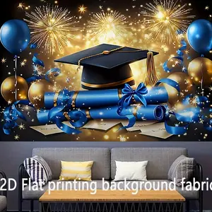 Summervibes Polyester 2D Graduation Banner, Suitable for Graduation Ceremonies and Parties, Versatile for Indoor Decorations and Photo Booth Props