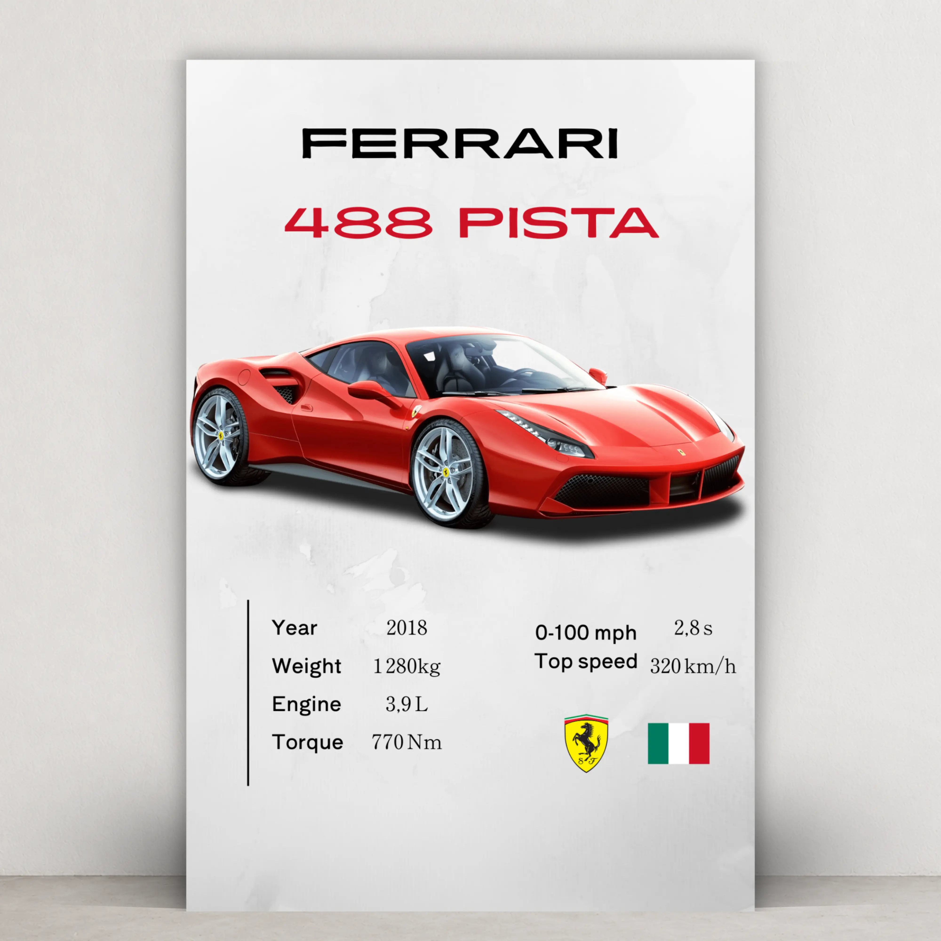 488 Pista – Italian Performance Metal Wall Art