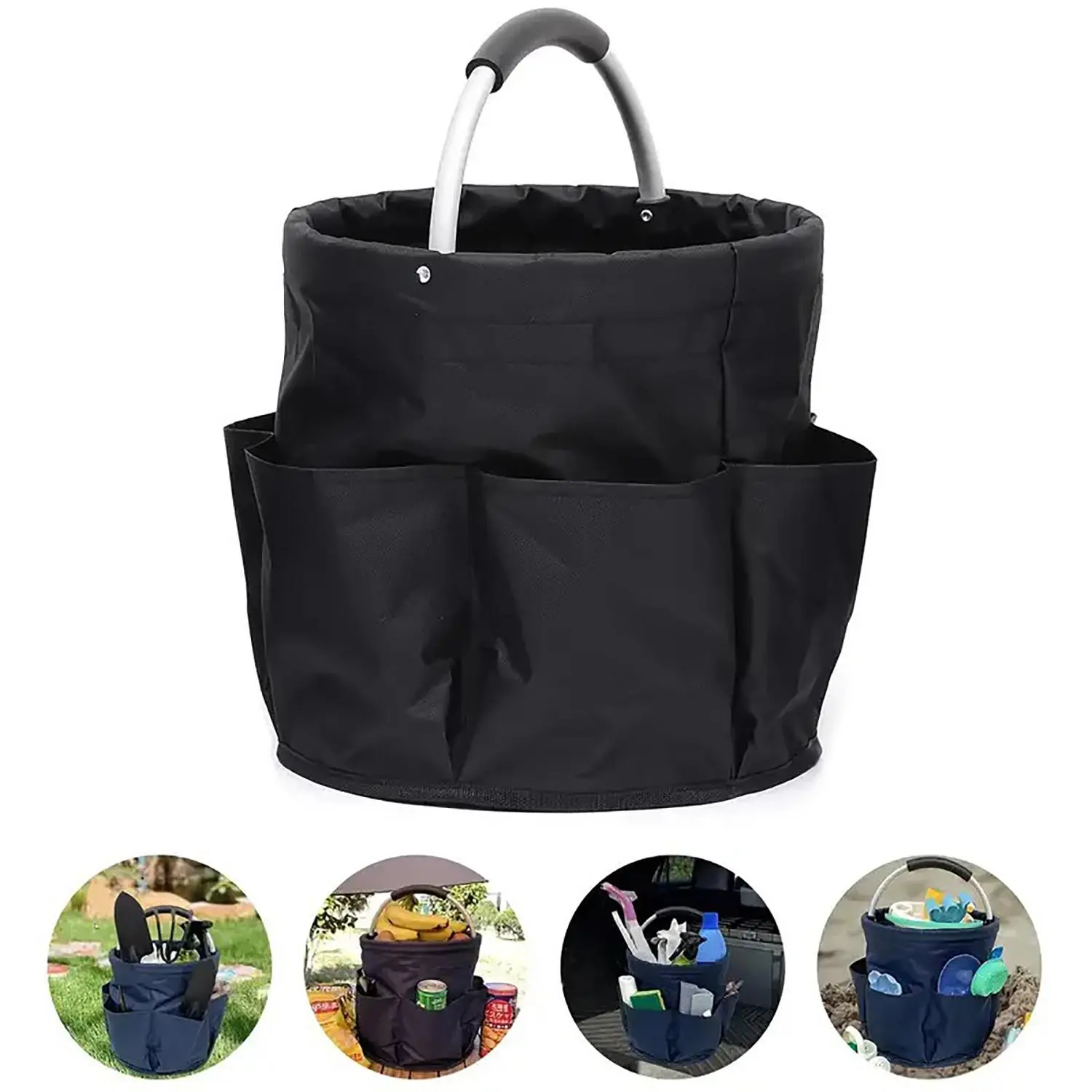 Portable Storage Basket, Foldable Picnic Basket, Handheld Picnic Basket, Hand-held Oxford Cloth Picnic Bag, Toiletries Storage, Travel and Swimming Tools Storage Bag, Travel Accessory, Carry Basket