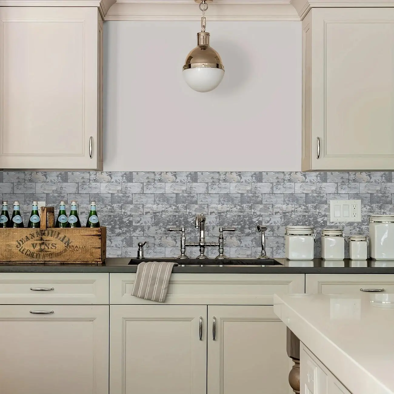 Tile Pattern Self-adhesive Wallpaper, PVC Waterproof Wall Sticker, Traditional Style Living Room Decor, High-temperature Kitchen Backsplash, Marble Backsplash Wallpaper