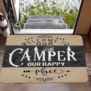 Welcome Camper's Mat - Ultra-Absorbent, Non-Slip, Machine Washable Rug for Indoor/Outdoor Decor, Perfect for Camping & RV Enthusiasts