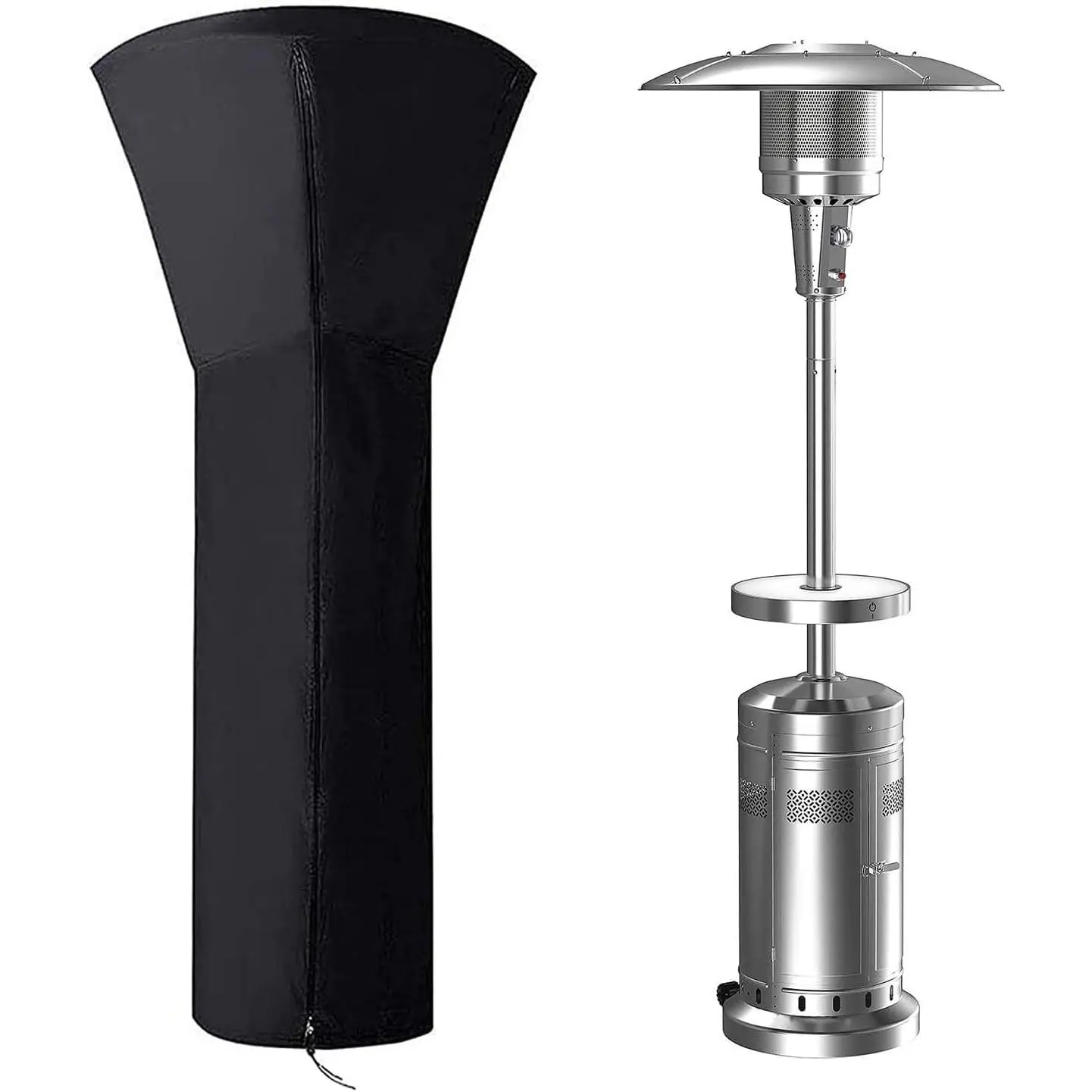 420D Patio Heater Cover,  with Zipper, Outdoor  Heater Cover for Any Season, Large Size: 89'H x 33'Dx19'B (Black)