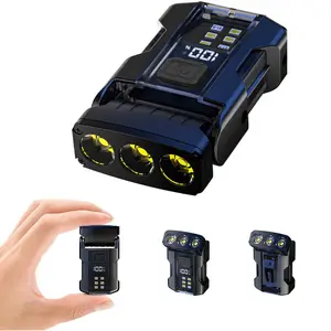 YSD-03 Rechargeable Keychain Flashlight Ultra Bright Mini Clip-Style with COB Side Light Tail Magnet Rotatable Head Digital Battery Display Waterproof USB Charging for Outdoor Camping Emergency