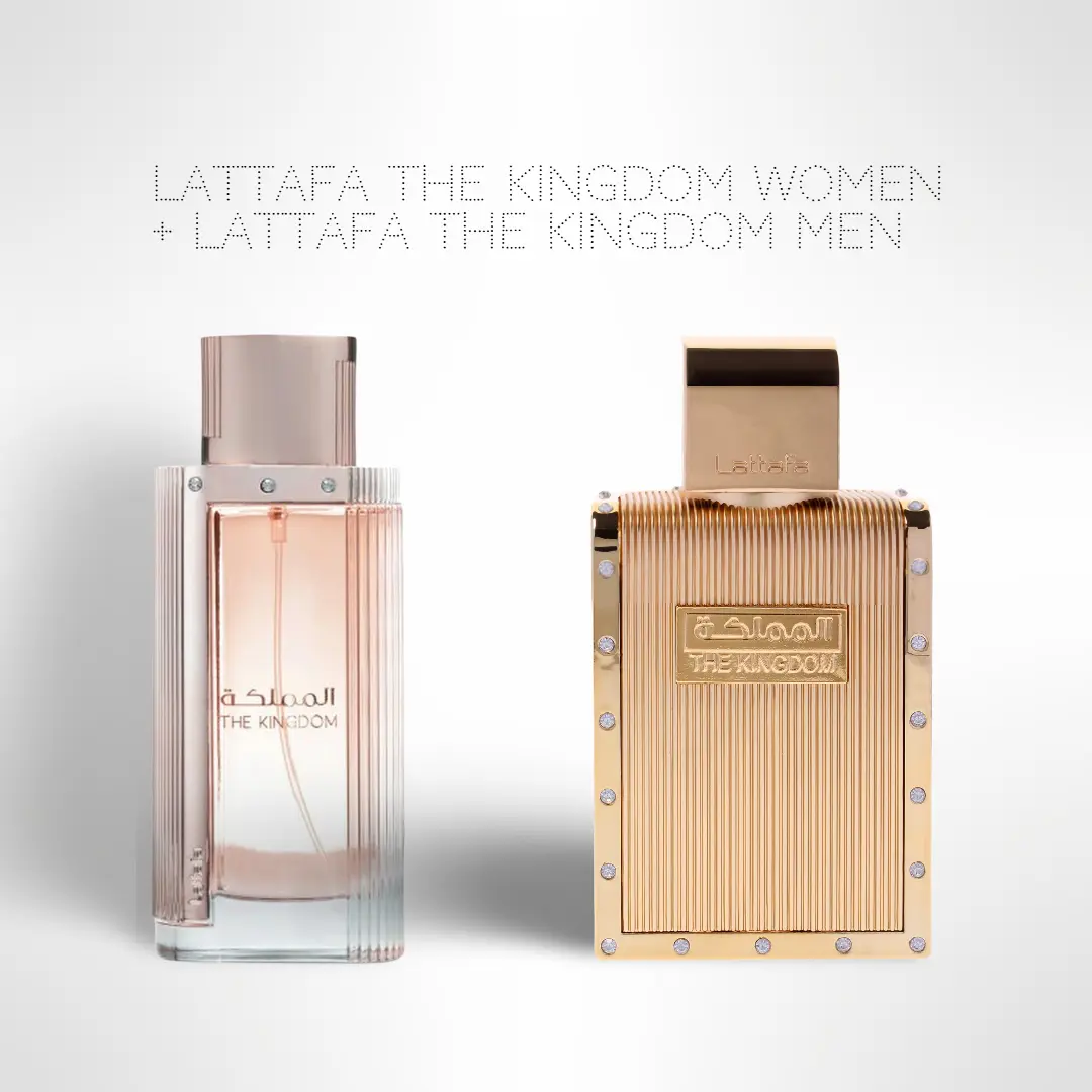 The Kingdom Bundle: Lattafa The Kingdom Women + Lattafa The Kingdom Men – 2 x 100ml Eau de Parfum, Floral Amber, Fragrance Scent Blend