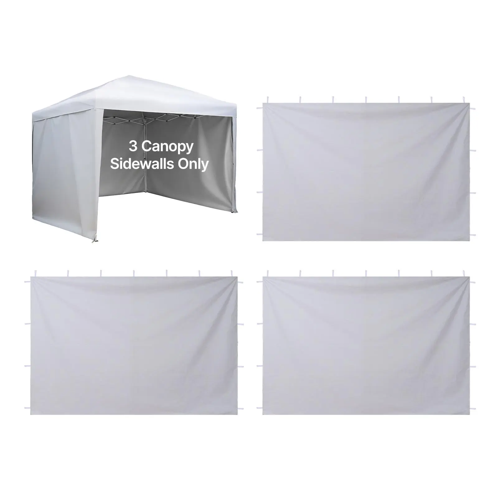 【SummerFinds】VEVOR Canopy Sidewalls, Fit for 10 x 10 ft Pop Up Canopy Tent, Tent Side Walls with Waterproof and Sunlight Protection Layer for Outdoor Event Tents, Vendor Booths, Camping (3 Sidewalls Only, White)