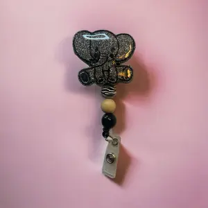 Grey And Black Elephant Lanyard with 3 Beads