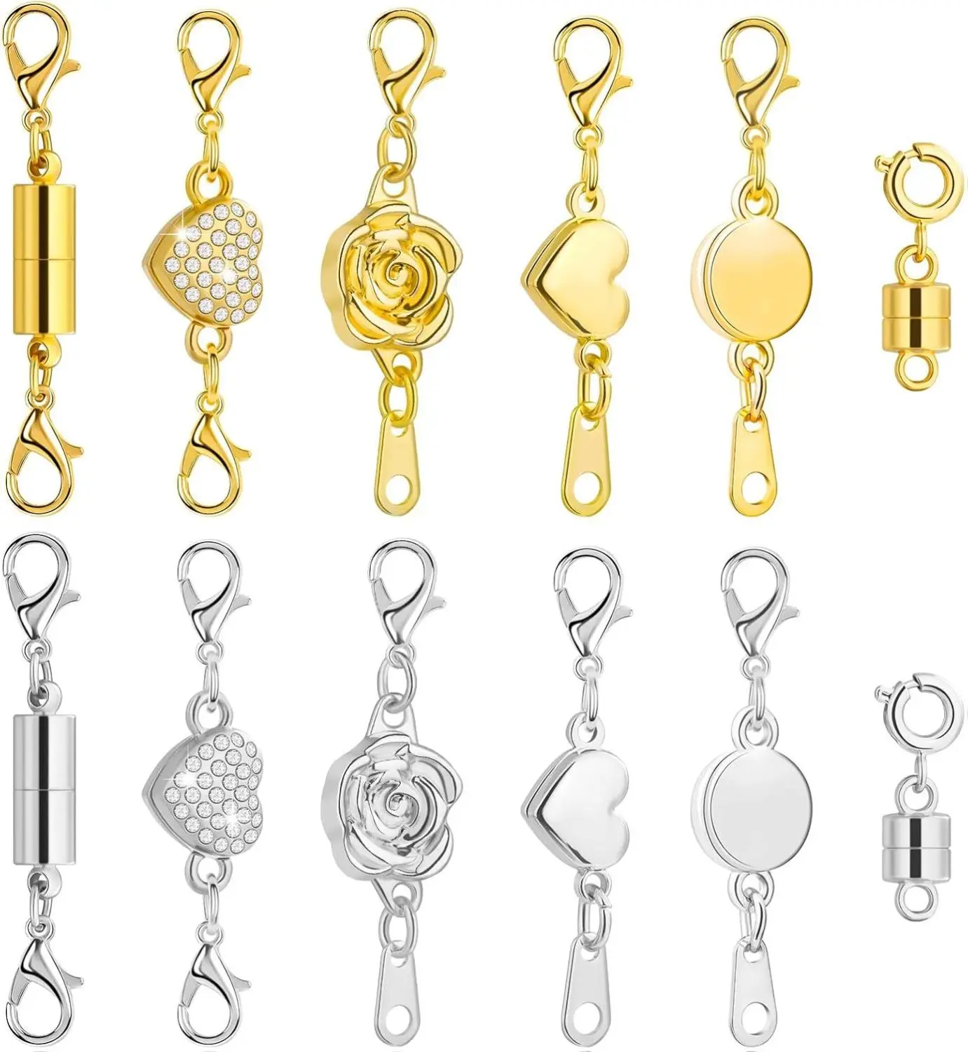 12Pcs Magnetic Necklace Clasps and Closures, Locking Magnetic Jewelry Clasps, Magnetic Necklace Extender, Necklace Clasp Helper for Necklaces, Bracelets and Jewelry, Jewelry Making