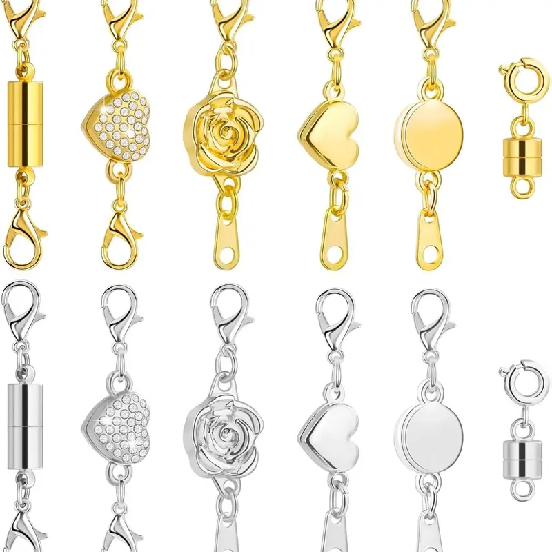 12Pcs Locking Magnetic Jewelry Clasps - Adjustable, Extender & Helper for Necklaces, Bracelets - DIY Beading & Jewelry Making Supplies, Adjustable Clasp