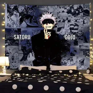Hot Anime Tapestry Decor Gojo Cute Satoru Jujutsu Kaisen Background Cloth Dorm Decorative Wall Cloth Party Banners Home Decor