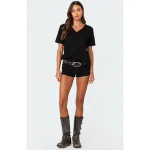 Edikted Women's Margie Low Rise Denim Micro Shorts