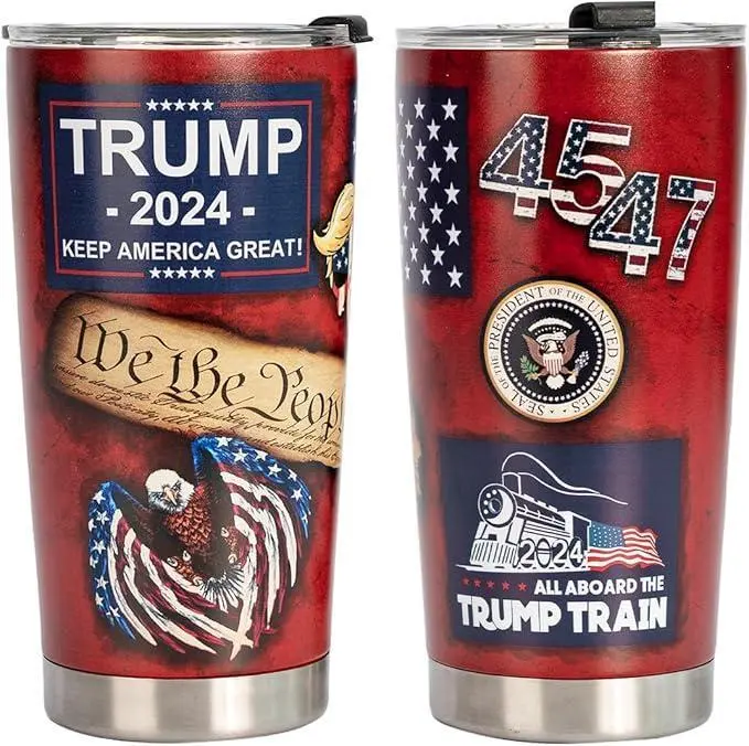 [Sale off up to 50%] American Flag Tumbler 2024, 12oz, 20oz, 30oz Tumbler, Trump 2024 USA Flag Tumbler with Lid, POTUS Commemorative Drinkware, Portable Vacuum Flask, Collector's Item