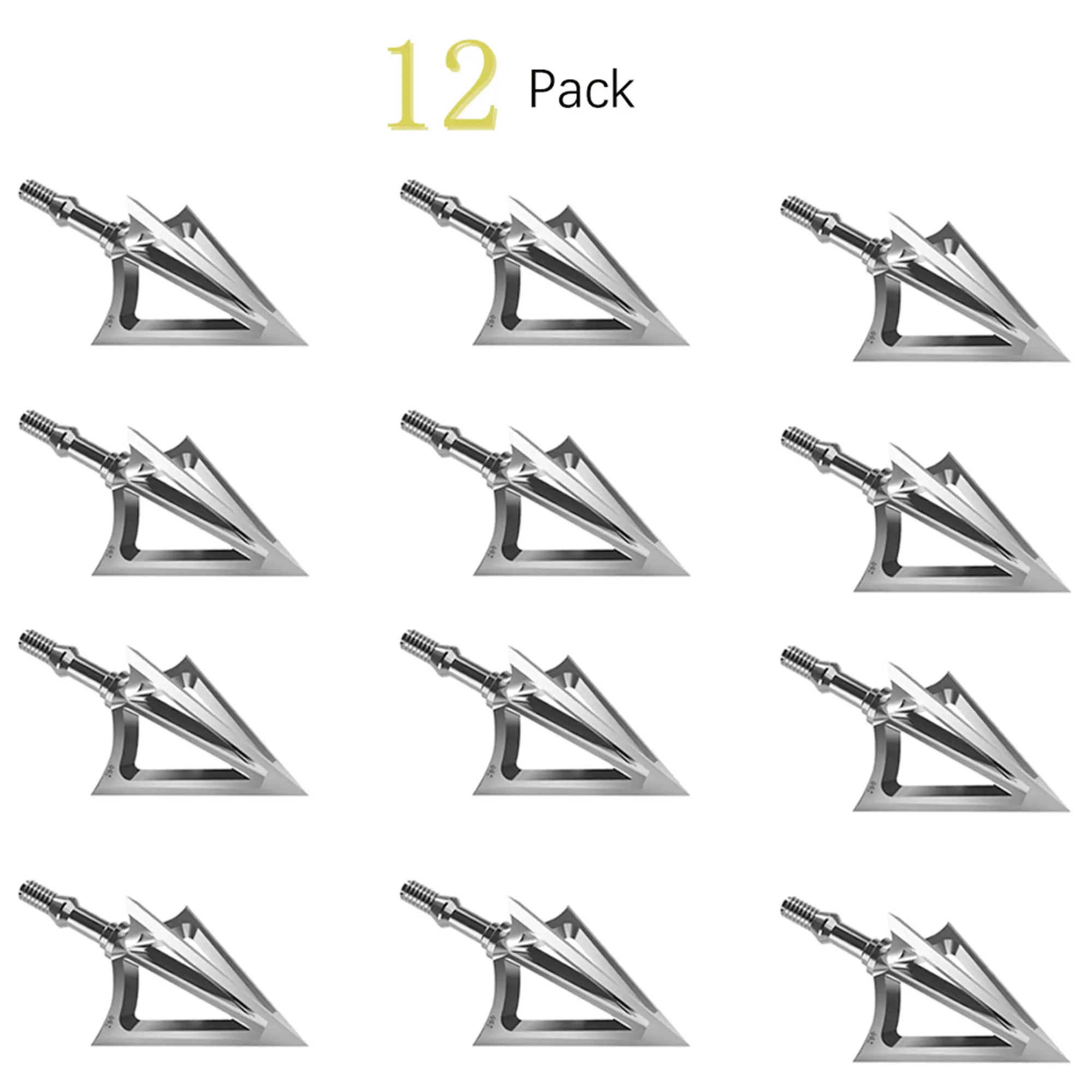 jianZD 12-Pack Fixed-Blade Archery Broadheads, 100 Grain/125 Grain, Compatible with Crossbows, Recurve Bows, Compound Bows