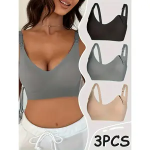 3-Pack Nursing Bras Suitable for Breastfeeding Maternity Bras Women's Postpartum Care Bras Sleep Bras, Postpartum Care, Maternity Wear, Seamless Design, Comfortable Fit, Easy Care, Sleepwear Bras, Nursing Mothers, New Moms
