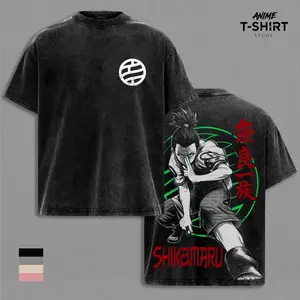 Shikamaru T-shirt, NRT Shippuden Graphic Tee, Vintage Washed Cotton, Unisex Oversized Fit, Nara Clan Design, Streetwear Apparel