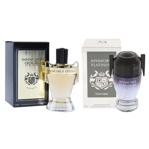 Men's Cologne Bundle - Invincible Gold & Platinum Spray Cologne Eau de Toilette for Men | 100ml/3.4fl.oz Each | Masculine Aromatic Fragrances