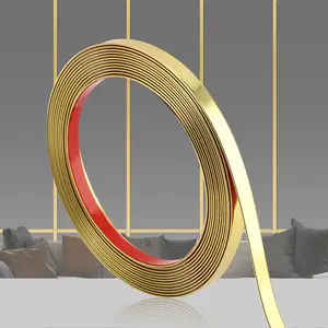 Glossy Gold Peel and Stick PVC Molding Trim, Flexible DIY Wall Accent Strip for Mirror Frame, Cabinet, Edges & Borders and Tiles