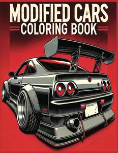 MODIFIED CARS COLORING BOOK: JDM Legends, Retro and Sports Car Illustrations for Adults and Kids, for stress relief and Relaxation