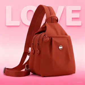 【Mother's Day Gifts】Fashion Oxford Cloth Casual Backpack Messenger Bag Chest Bag with Side Pouch Adjustable Strap Zipper Pocket Inner Patch Pocket 30x21x14cm
