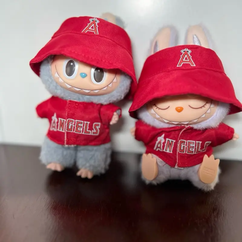 Labubu Clothes - Red Angels Theme Hoodie & Cap Set for Labubu Characters