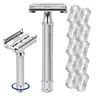 [Keropy] Men's DE Safety Razor - 10-in-1 Reusable Butterfly Metal Set with Premium Stainless Steel Blade Refills, Eco-Friendly Wet Shave Tool for Hair Removal, Beard & Mustache Remover, Double-Blade Razors
