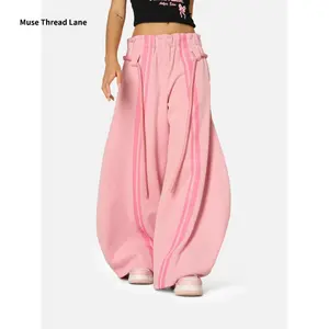 Striped Ultra Loose Sweatpants Oversized Trousers Vintage Wide Leg Elastic Waist Lantern Pants Unisex