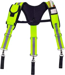 AISENIN Reflective Carpenter Tool Belt Suspenders Heavy Duty Tool Belt Suspenders Reflective Tool Belt Padded Suspenders for Construction
