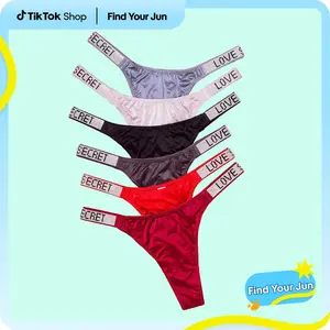6-pack Women's  letter rhinestone thongs, soft, comfortable and breathable underwear, suitable for daily wear, sports, and four-season multi-pack underwear size for S-XL