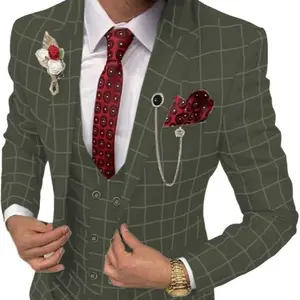Classic Checkered Suit Set – Men’s 2-Piece Business & Formal Wear